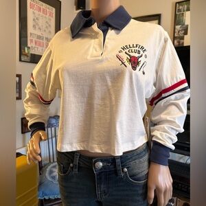 Netflix, STRANGER THINGS Inspired, “Hellfire Club” Cropped Polo. XS 0-2